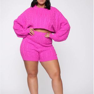 Fashion Nova Pink Cable Knit Shorts
